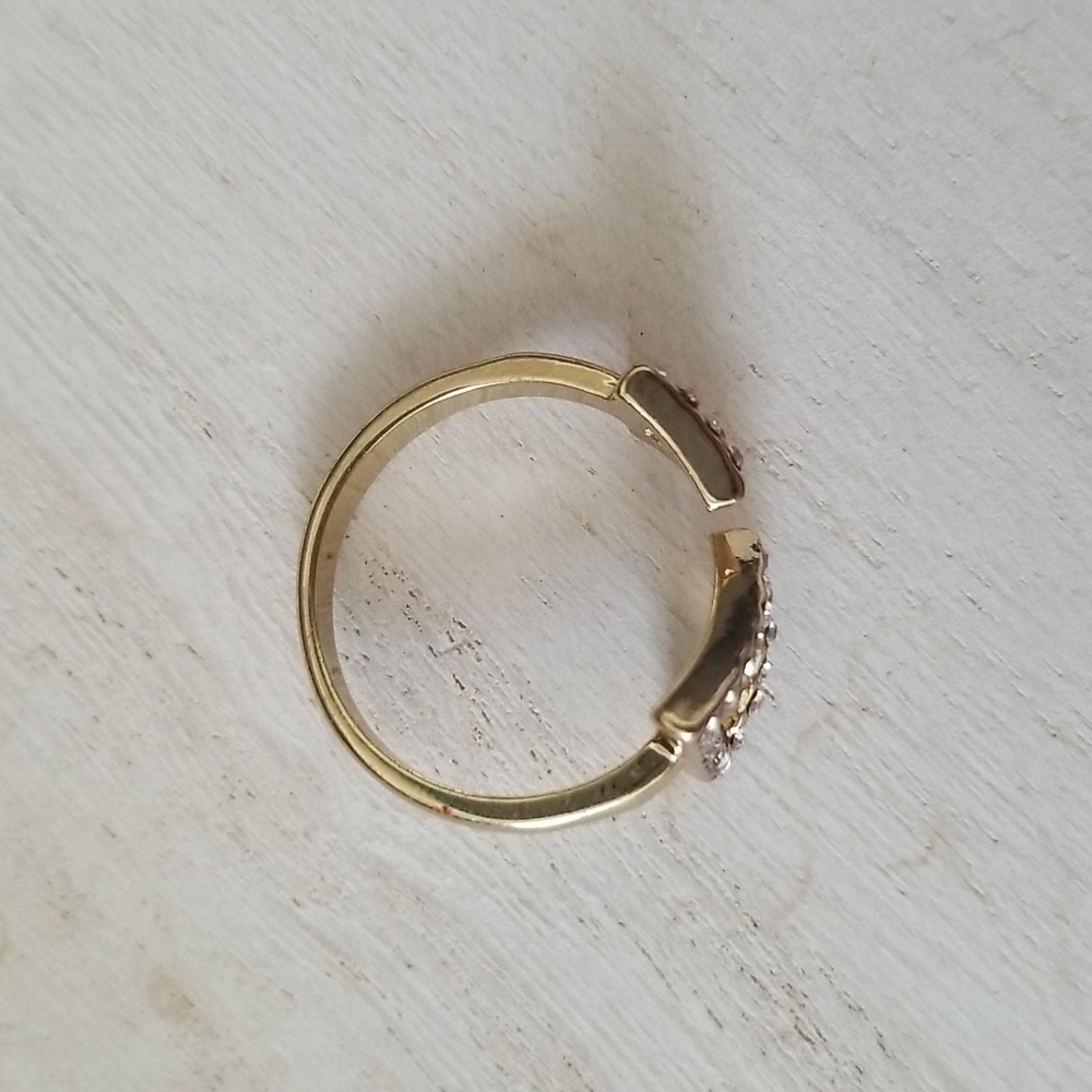 Gold Rhinestone Triangle Adjustable Ring - Picture 3 of 6
